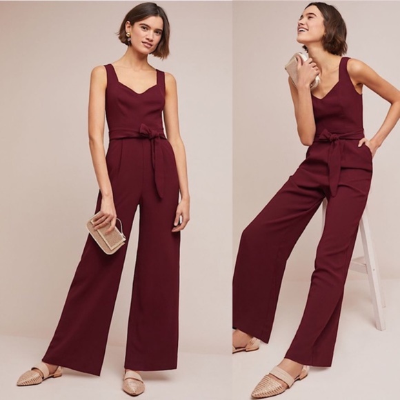 Anthropologie The Essential Jumpsuit Maroon 16 New - Picture 10 of 10